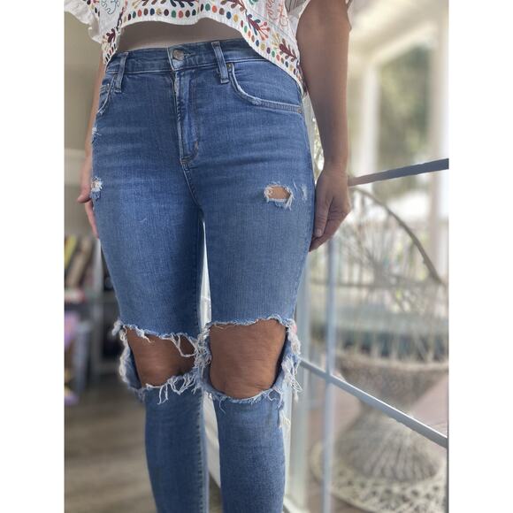 AGOLDE Sophie High Rise Skinny Crop Jeans Distressed Premium Denim 27 - Picture 1 of 11